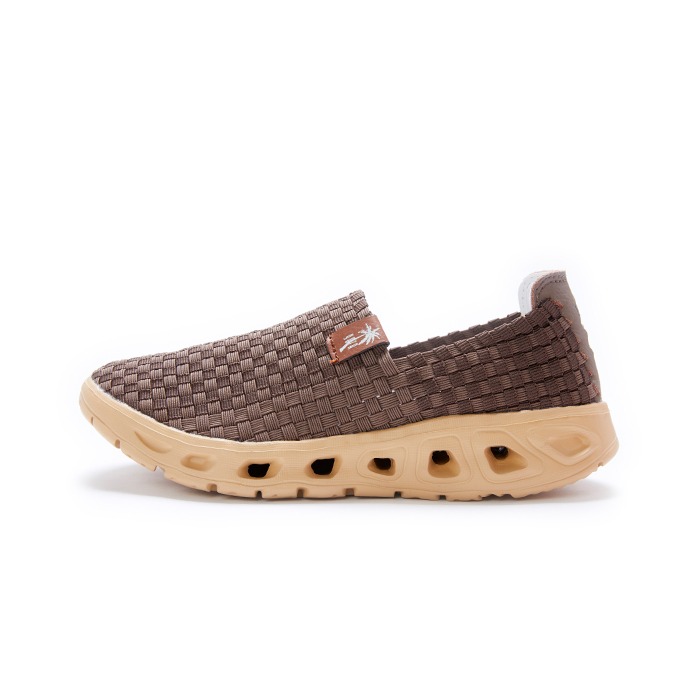 palm woven shoes brown