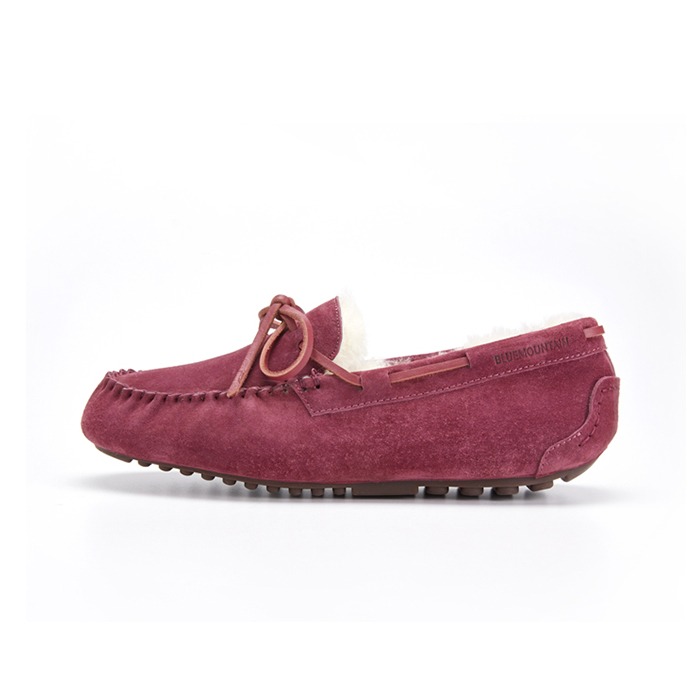 Ojib and moccasins wool loafers reddish purple